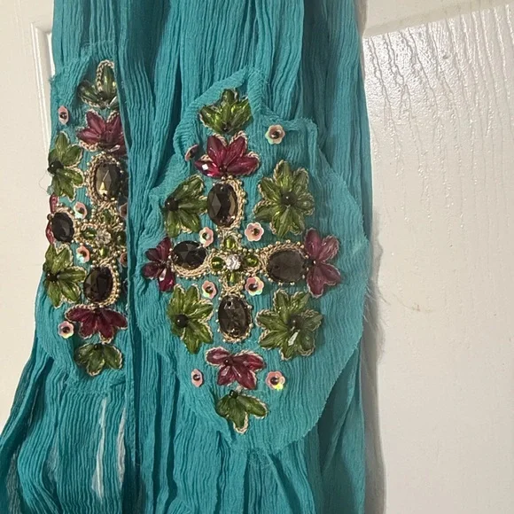Gold Hawk Silk Beaded Scarf